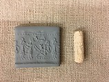 Cylinder seal and modern impression: cultic banquet scene, Faience, Elamite