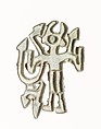 Openwork stamp seal: figure holding snakes, Copper alloy, Bactria-Margiana Archaeological Complex