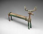 Whetstone in the form of a stag, Bronze, stone
