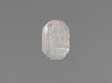 Stamp seal (octagonal pyramid) with cultic scene, Flawed neutral Chalcedony (Quartz), Assyrian