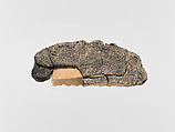 Sickle blade set in bitumen for attachment to a handle, Flint, bitumen, Sumerian