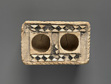 Rectangular container, Gypsum alabaster, shell, bitumen inlay, Sumerian