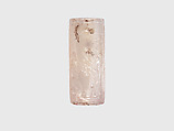 Cylinder seal with cultic scene, Flawed neutral Chalcedony (Quartz), Assyrian