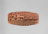 Cuneiform cylinder with inscription of Nebuchadnezzar II describing the rebuilding of the temple of the mother-goddess Ninmah/Belet-ili at Babylon, Clay, Babylonian