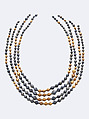 Necklace beads, Gold, lapis lazuli, Sumerian