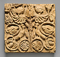Wall decoration with birds and vegetal design, Stucco, Sasanian