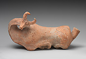 Jug in the form of a recumbent bull, Ceramic, paint, Iran