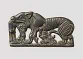 Plaque with tiger devouring ram, Bronze, Xiongnu