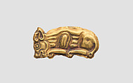 Inlay for a silver plate in the form of a feline, Gold, Scythian