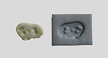 Seal amulet in the form of a recumbent bovid, Calcite, green
