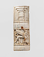 Furniture plaque carved in relief with window and sphinx, Ivory, Assyrian