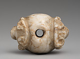 Mace head with two bull's heads, Marble, Sumerian