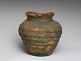Small pot with remnants of green glaze, Ceramic, Sasanian