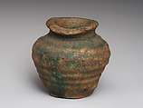 Small pot with remnants of green glaze, Ceramic, Sasanian