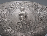 Bowl with female busts in medallions, Silver, Sasanian