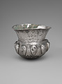 Lobed vessel with a frieze of falcons, Silver, Achaemenid