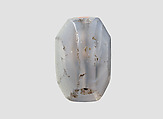 Stamp seal (octagonal pyramid) with cultic scene, Blue Chalcedony (Quartz), Assyro-Babylonian