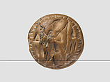Double convex discoid (bulla) seal engraved on two faces, Yellow-tan limestone, Hittite