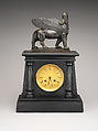 Clock with human-headed winged lion, Bronze, black marble, French