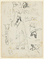 Studies of Assyrian figures (two-sided), Paul Cézanne (French, Aix-en-Provence 1839–1906 Aix-en-Provence), Graphite, French