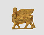 Brooch with Assyrian human-headed winged bull, Gold, British