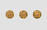 Dress stud with Assyrian human-headed winged bull, Gold, British