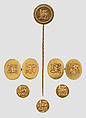 Cufflinks with Assyrian human-headed winged bulls, Gold, British