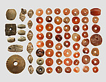Beads, Carnelian, faience, bone, pyrite, shell, glass, Iran