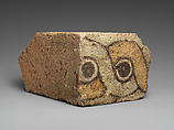 Brick fragment with a guilloche design, Ceramic, glaze, Assyrian