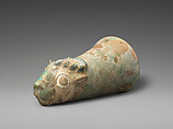 Vessel terminating in the head of an antelope, Glazed ceramic, Iran