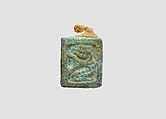 Bronze belt plaque with attached fragment of leather belt, Metal, leather, Alanic