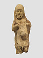 Figurine plaque: bearded man playing a drum, Ceramic, Babylonian