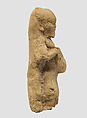 Figurine plaque: bearded man playing a drum, Ceramic, Babylonian