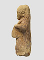 Figurine plaque: bearded man playing a drum, Ceramic, Babylonian