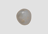 Stamp seal (oval conoid) with cultic scene, Neutral Chalcedony (Quartz), possibly etched to produce mottling, Assyrian