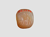 Stamp seal, Chalcedony, brown, Sasanian