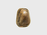 Stamp seal (octagonal pyramid, worn) with divine symbols, Feldspar (?), yellow black, Assyrian