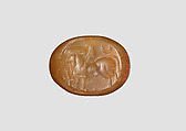 Stamp seal, Chalcedony, brown, Sasanian
