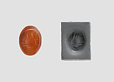 Stamp seal, Chalcedony, brown, Sasanian
