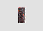 Cylinder seal and modern impression: king holding two lion griffins at bay, Jasper, hematite, Achaemenid