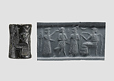 Cylinder seal, Serpentine, black, Akkadian