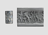 Cylinder seal and modern impression, Lapis lazuli, Sumerian