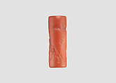 Cylinder seal and modern impression: rampant lions over grazing ram, Carnelian, Assyrian