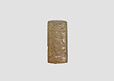 Cylinder seal with mythological contest scene, Neutral Chalcedony (Quartz), Assyrian