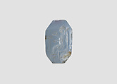 Stamp seal (octagonal pyramid) with deity (?), Banded and flawed blue Chalcedony (Quartz) , Assyro-Babylonian