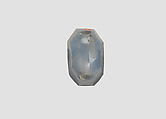 Stamp seal (octagonal pyramid) with deity (?), Banded and flawed blue Chalcedony (Quartz) , Assyro-Babylonian