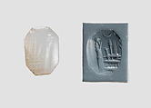 Stamp seal (octagonal pyramid) with cultic scene, Neutral Chalcedony (Quartz), Assyro-Babylonian