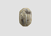 Stamp seal (octagonal pyramid) with cultic scene, Variegated neutral Chalcedony (Quartz), Assyro-Babylonian