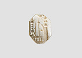 Stamp seal (octagonal pyramid) with cultic scene, White Chalcedony (Quartz), Assyro-Babylonian