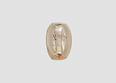 Stamp seal (oval conoid) with cultic scene, Flawed neutral Chalcedony (Quartz), Assyro-Babylonian
